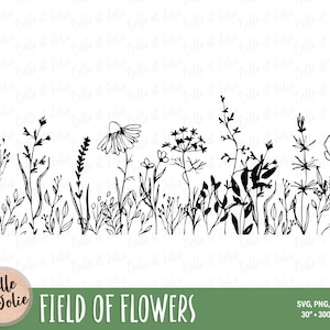 Hand Drawn Flowers, Vector Wildflower Sketch, Wildflowers Sketch SVG, Floral Sketch, Wildflower Doodle, Flower Vectors, Wildflowers In Field