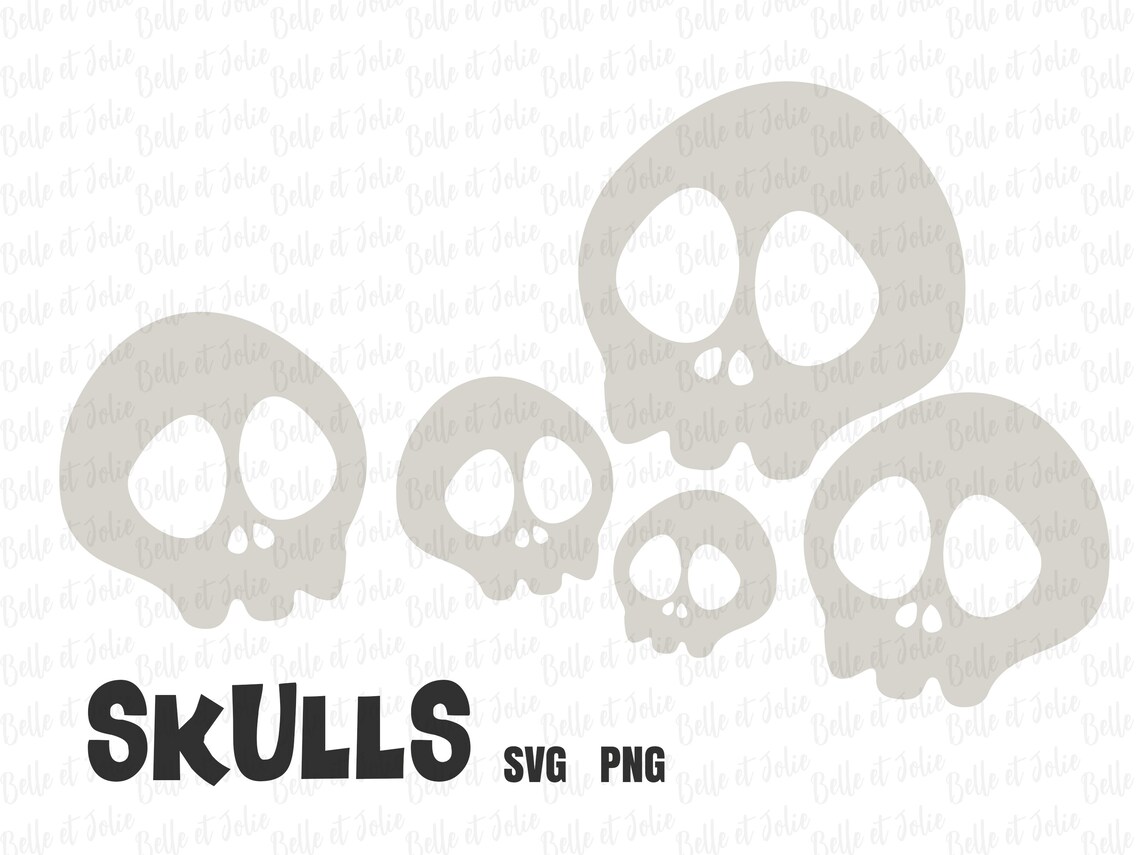 Skeleton Heads Clipart Png Svg Halloween Clipart Skulls Etsy