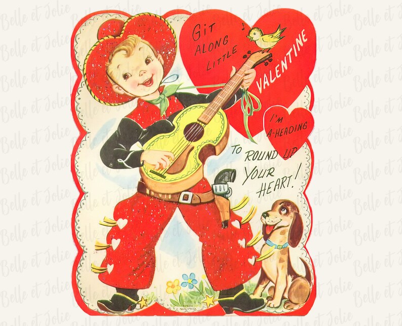 Printable Cowboy Retro Valentine Card Boy Valentine Vintage - Etsy