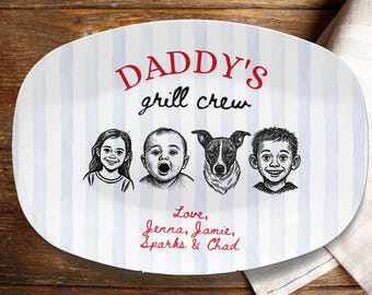 Personalized Dad Grilling Plate with aces from Photo Funny BBQ Gift for Grill Master Daddy Papa Platter Fathers Day Gift from Kids for Daddy