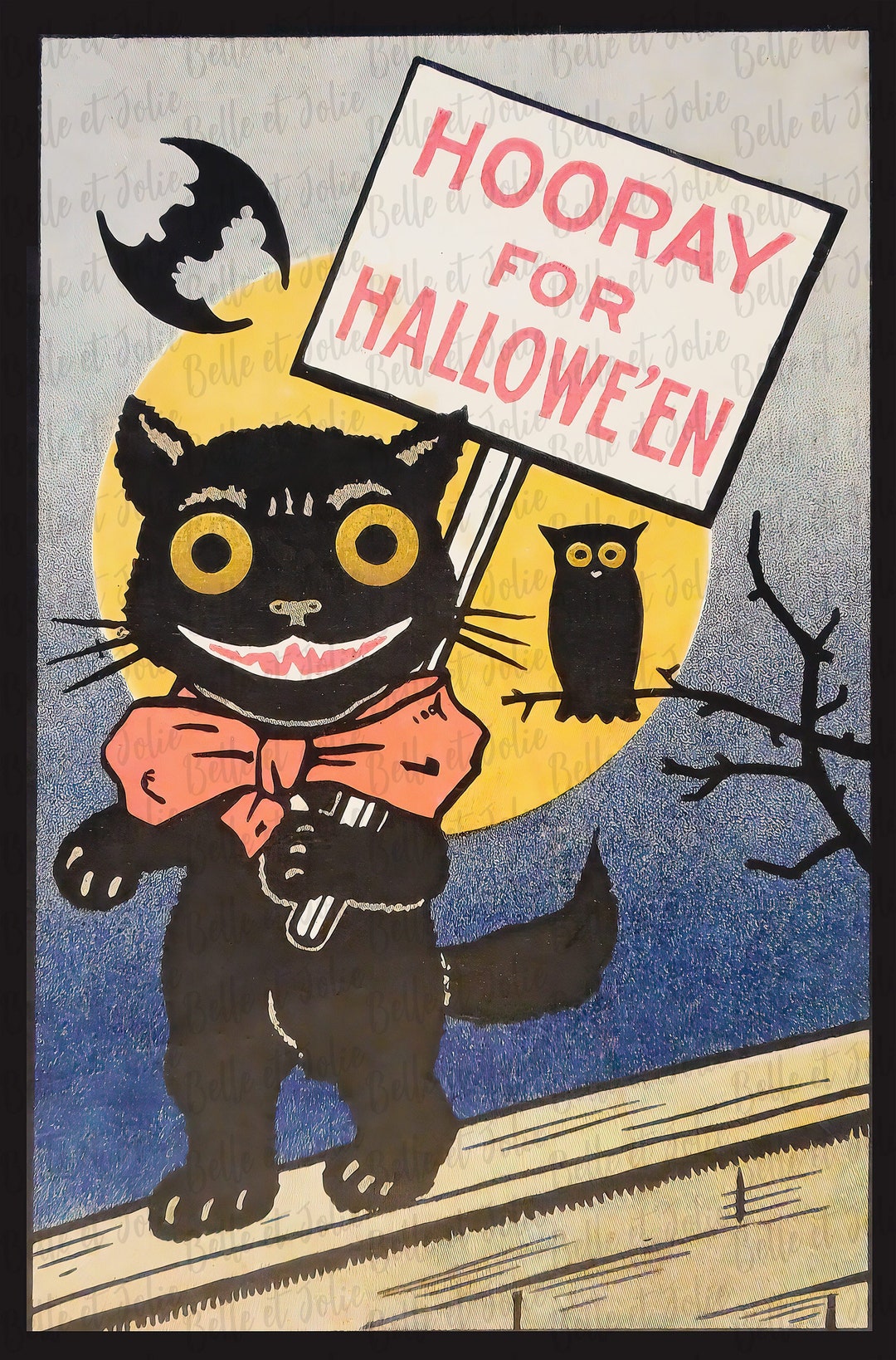 Vintage Black Cat Halloween Digital Print Hooray For Etsy Vintage Black Cat Halloween Digital Print Hooray For Etsy