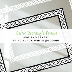 Bordure celtique SVG Clipart cadre celtique cadre décoratif de mariage Bordure celtique vecteur Clipart noeud celtique Design bordure rectangulaire irlandaise