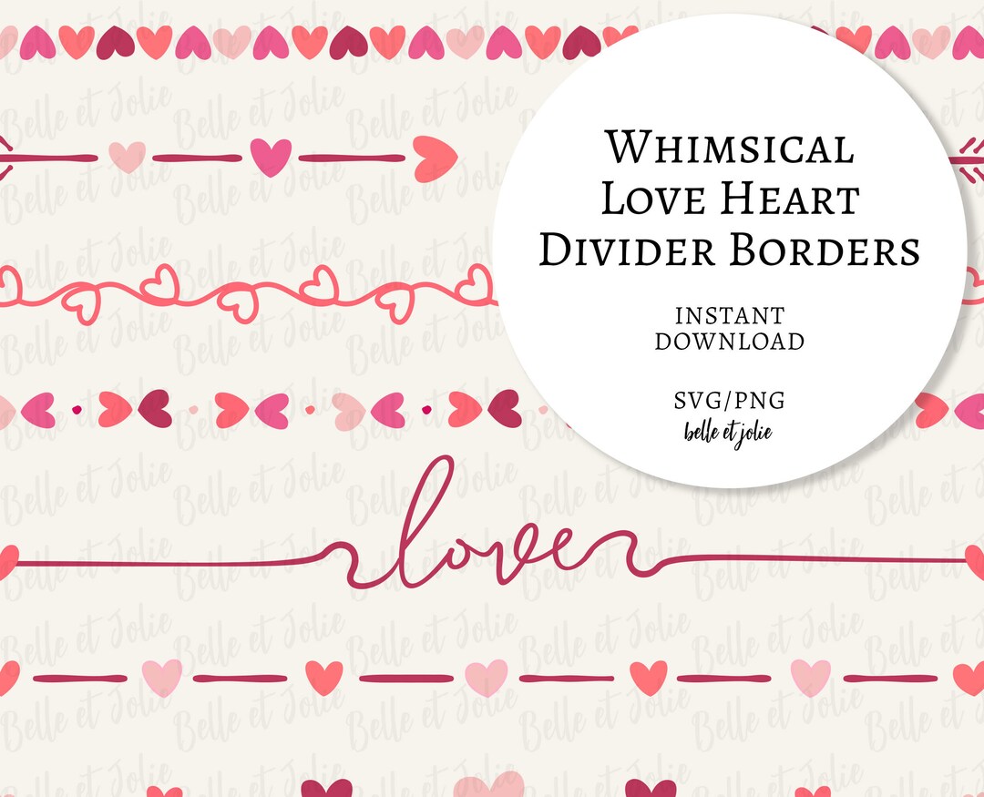 Heart Borders SVG Love Dividers PNG Valentine Clipart - Etsy