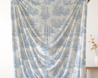 Blue Toile Baby Blanket French Toile de Jouy Fleece Blanket French Country Baby Blanket Baby Shower Gift Toile Nursery Decor Sherpa Throw