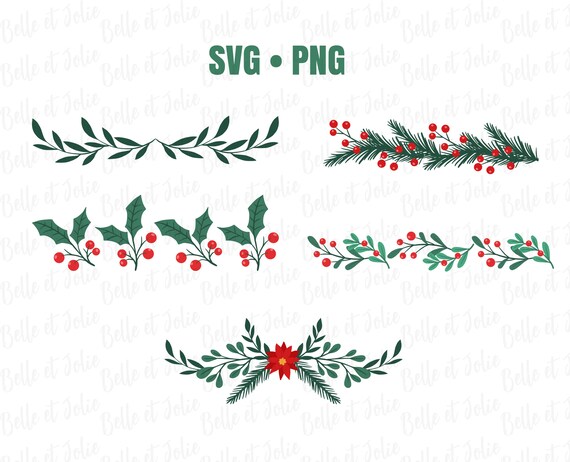 Christmas Garland SVG Christmas Holly Borders SVG PNG - Etsy