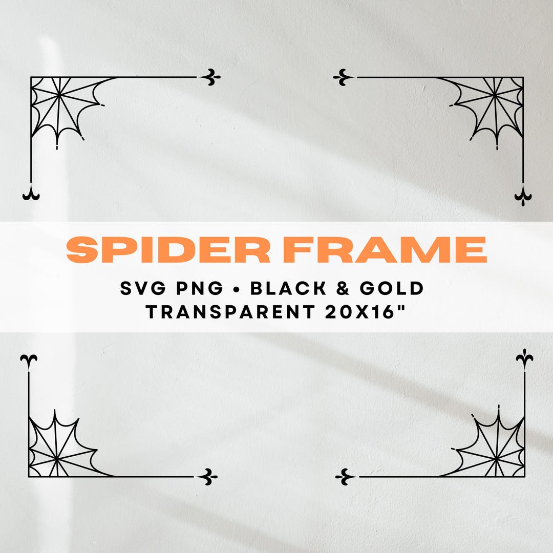 Halloween Frame SVG Spider Web Border PNG Digital Art Deco Halloween ...