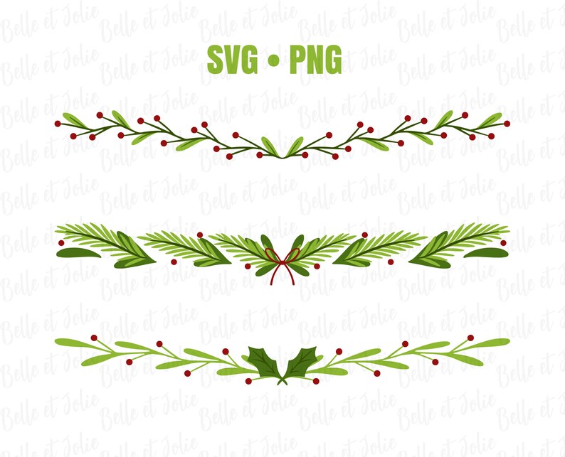 Christmas Garland SVG Holly Borders Png Holiday Clipart Etsy
