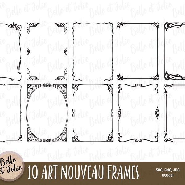 Art Nouveau Frame SVG, Wedding Frame Clipart, Wedding Invitation, Art Nouveau Frame Clipart, Antique Ornate Frame, Digital Art Deco Border