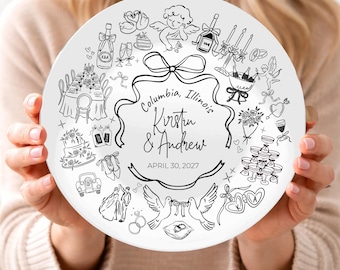 Custom Wedding Platter Personalized Wedding Plate Bridal Shower Gift for Couple Custom Name Serving Platter Engagement Keepsake Newlywed