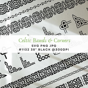 Bordo SVG celtico, angoli celtici e bundle di fasce, clipart di bordo celtico per decorazioni nuziali, fasce celtiche, regalo per il giorno di San Patrizio, nodo celtico Gfx