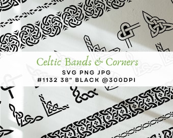 Celtic SVG Border Celtic Corners and Band Bundle Celtic Border Clipart for Wedding Decor Celtic Bands St Patricks Day Gift Celtic Knot Gfx