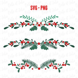 Christmas Garland SVG, Holly SVG, Christmas Greenery, Christmas Borders