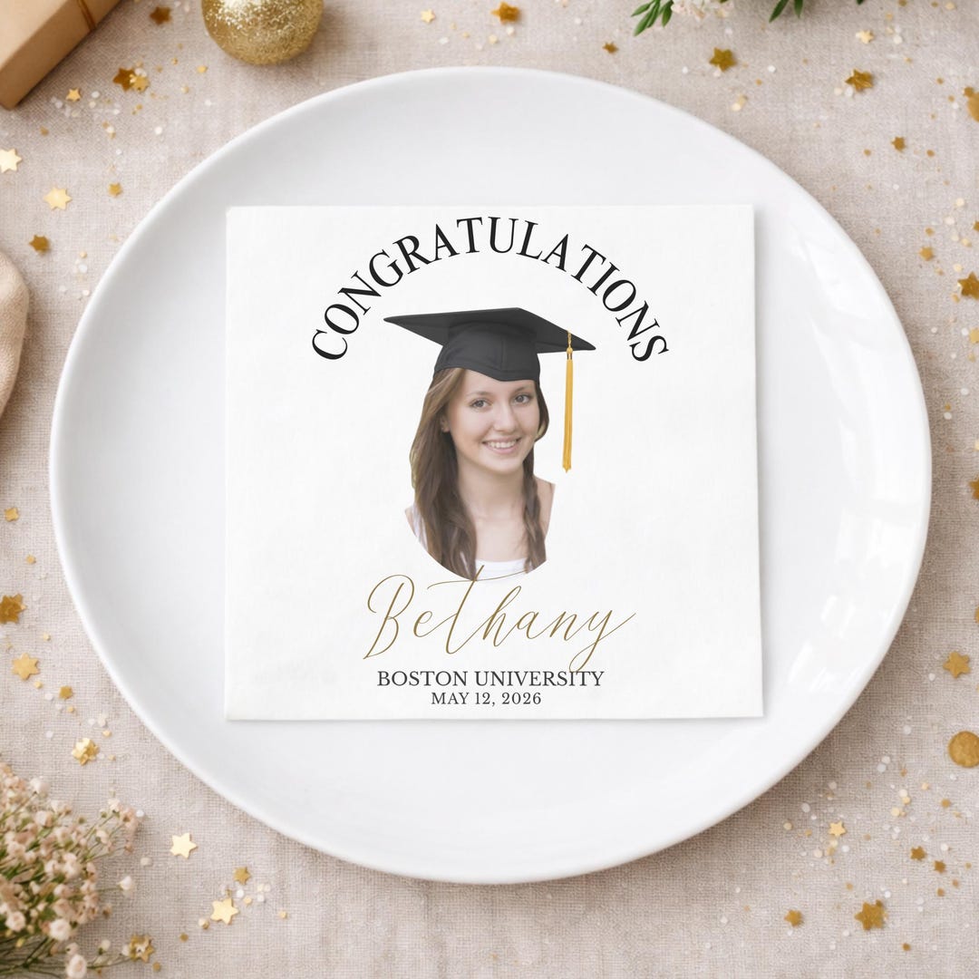 Custom Graduation Napkins Photo Face Party Napkin Personalized Photo ...