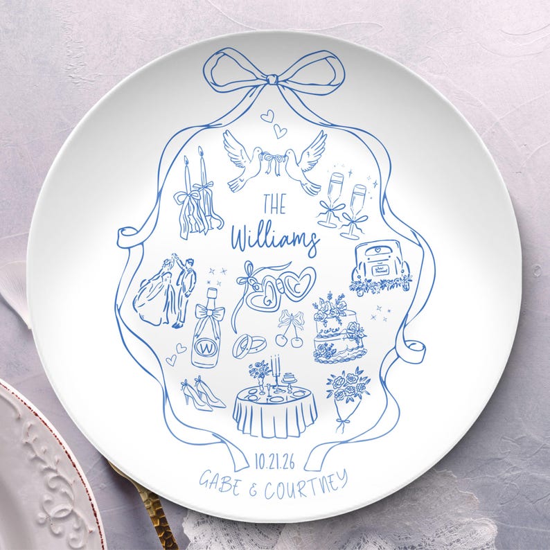 Custom Wedding Platter Personalized Wedding Plate Bridal Shower Gift for Couple Custom Name Serving Platter Engagement Keepsake Newlywed