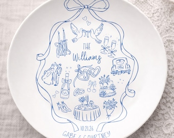 Custom Wedding Platter Personalized Wedding Plate Bridal Shower Gift for Couple Custom Name Serving Platter Engagement Keepsake Newlywed