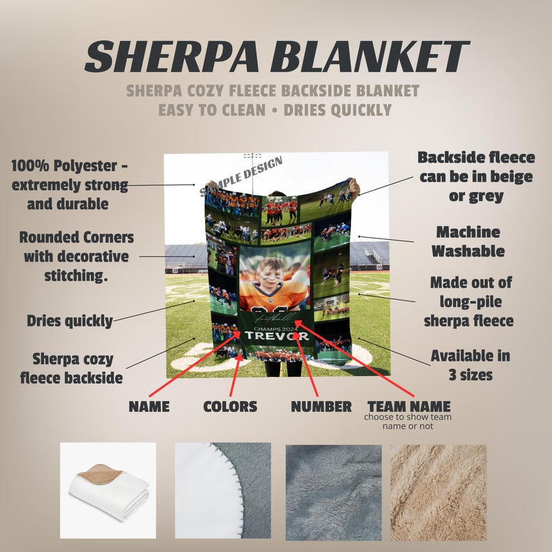 Personalized Football Blanket Custom Senior Night Gift High School