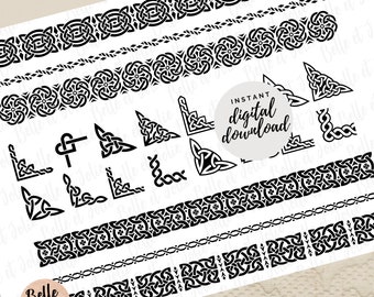 Celtic Corners and Celtic Bands pack - 22 separated SVG JPG PNG designs, Celtic Border svg, Celtic Divider, Celtic Bands svg, Celtic Symbols