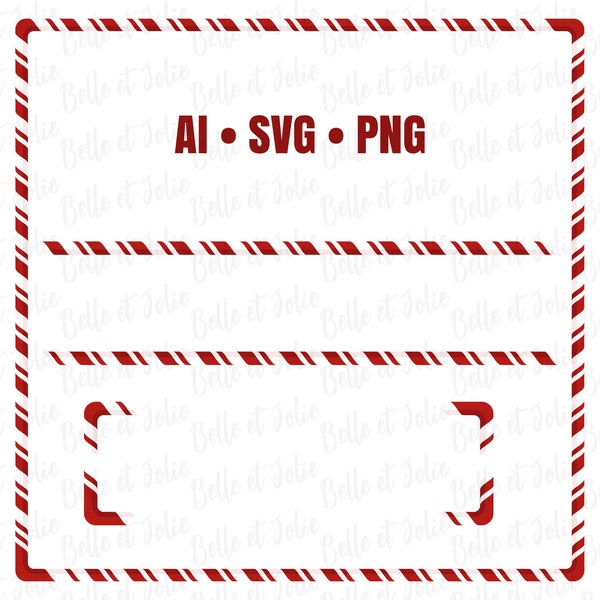 Candy Cane Border SVG, Christmas Clipart, Christmas Frame, Candy Cane Frame Elements, Christmas Border, Holiday Digitals, Holiday Ephemera