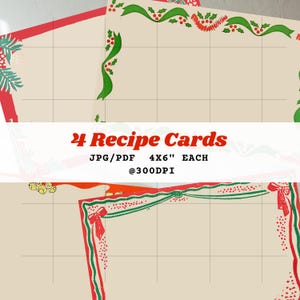 Carte de recette imprimable pour les fêtes Carte de recette de Noël vintage Idée cadeau de Noël pour les fêtes de Noël Cartes de recettes de grand-mère Cadeau pour les vacances en famille