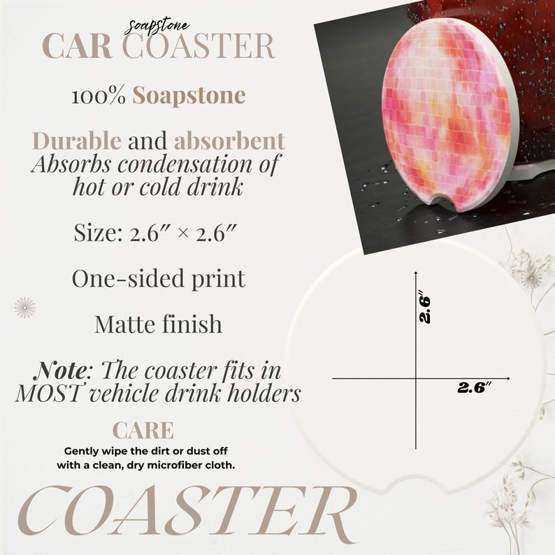 Religious Car Coaster, Christian Car Accessory, Faith Based Car Decor, Absorbent Soapstone Coaster, Teen Christian Gift, Birthday Gift Idea image 6