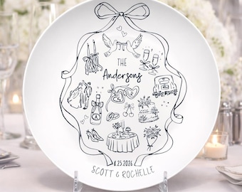 Custom Wedding Platter Personalized Wedding Plate Bridal Shower Gift for Couple Custom Name Serving Platter Engagement Newlywed Keepsake