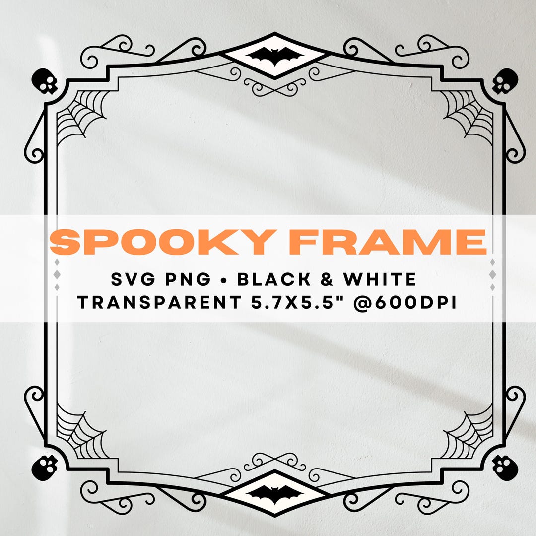 Halloween Frame SVG Spider Web Border PNG Digital Art Deco Halloween ...