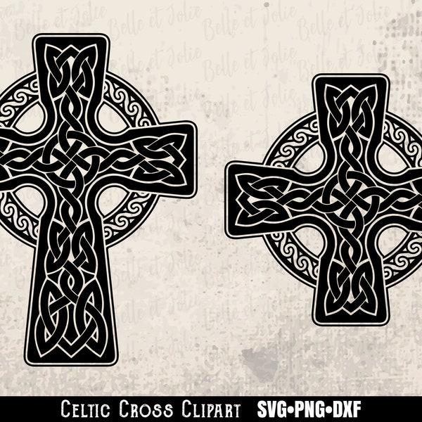 Celtic Cross Clipart SVG, Celtic Cross SVG, Celtic Knot Silhouette Cut File, St. Patrick's Day Irish Christian Cross, Catholic, Cross Tattoo