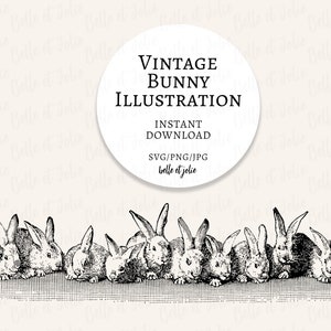 Easter SVG, Bunny SVG, Vintage Bunny PNG, Easter Rabbit Bunny Illustration, Easter Bunny Clipart, Vintage Rabbits, Rabbit Art, Hare Image