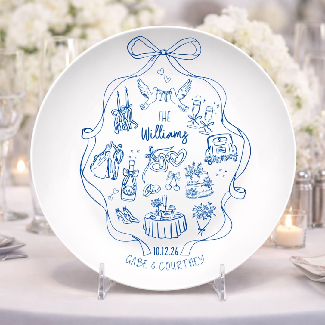 Custom Wedding Plate, Personalized Bride and Groom Wedding Cake Plate, Bridal Shower Anniversary Wedding Platter Momento Newlywed Gift