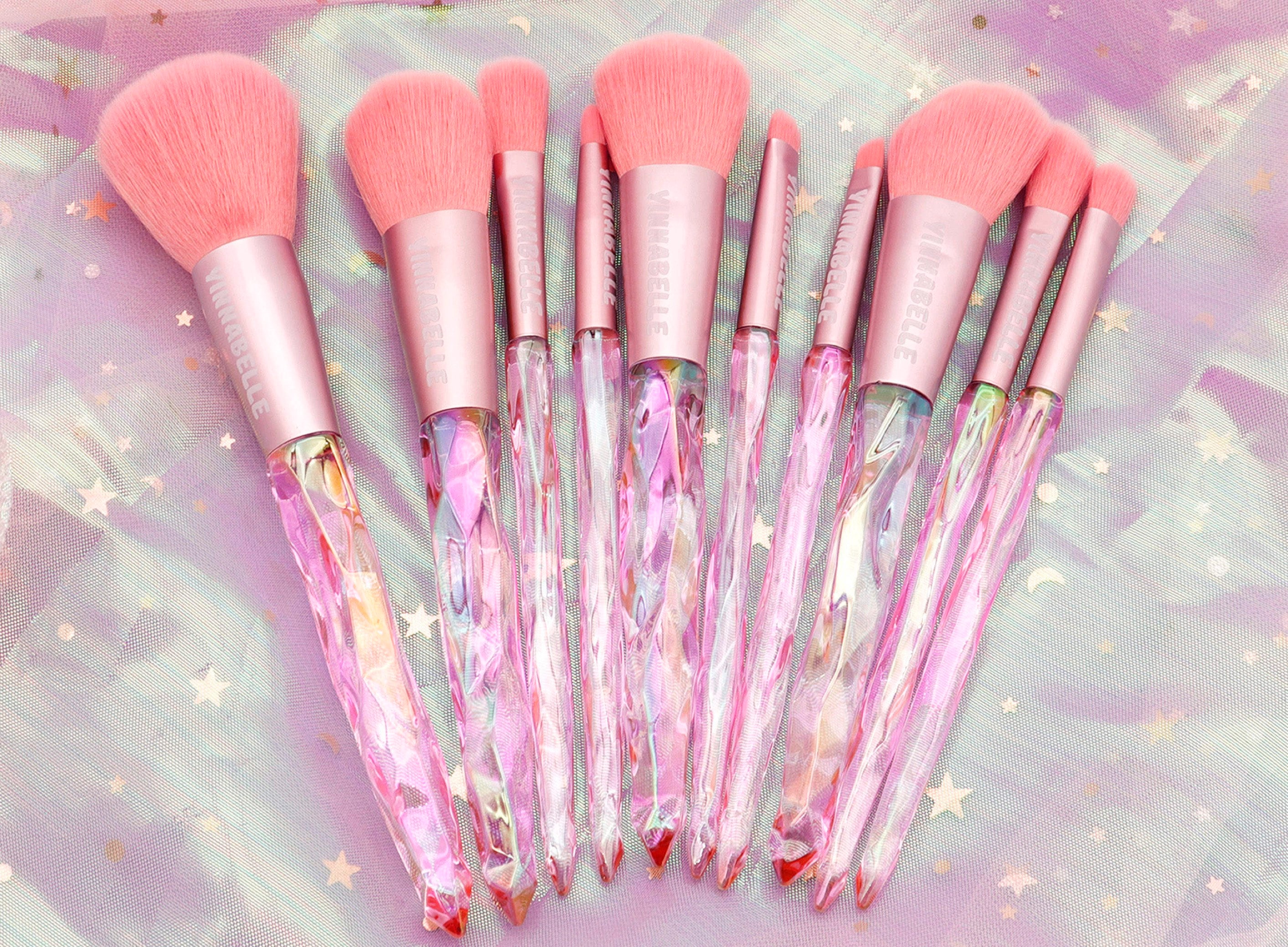 Crystal Wand 10 Pieces Brush Set, Magical Girl Makeup Brushes, Pink Brush  Set, Fairy Brush Set, Diamond Make Brushes 