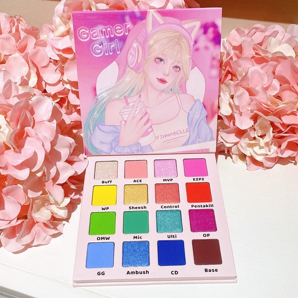 Palette de fards à paupières sur le thème de l'arc-en-ciel Gamer Girl Anime