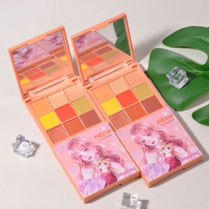 Meow orange yellow eyeshadow palette, anime girl everyday makeup