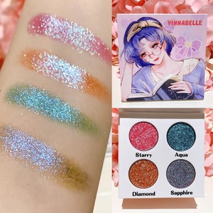 Anime Girl duo chrome eyeshadow palette, kawaii makeup, magical girl sailor mercury