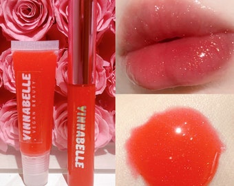 Lunar Glitter Red lipgloss lip topper, red glitter strawberry scented lipgloss, high shine lipgloss