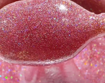 Pink Galaxy holographic Glitter lipgloss lip topper, vanilla scented lipgloss, high shine lipgloss