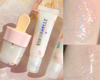 Vanilla cupcake lipgloss handmade, vegan lipgloss topper, mirror glass lipgloss squeeze tube