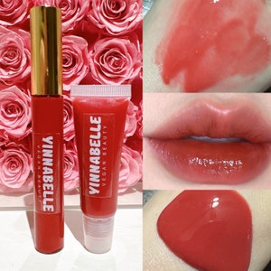 Red mocha lipgloss, warm red, medium dark red chocolate scented lipgloss, high shine lipgloss