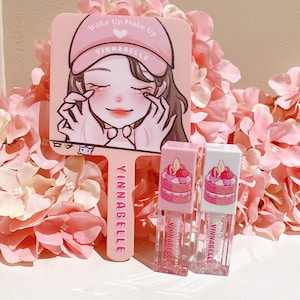 Wake up makeup small handheld mirror, kawaii girl makeup