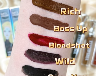 Bösewicht matte flüssige Lippenstifte Lipgloss dunkle Farbtöne gothic Lippen Gothic Make-up Krone Lipgloss wasserfest transfersicher