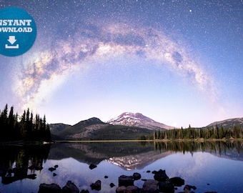 Paisaje nocturno de la Vía Láctea, fotografía de paisaje, fotografía de América, descarga instantánea, fotografía de viaje