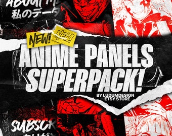 Twitch Panels Red Anime / Twitch and Kick Dark Anime Stream Overlays / Dark Twitch Profile Panels / Instant Download & Ready To Use