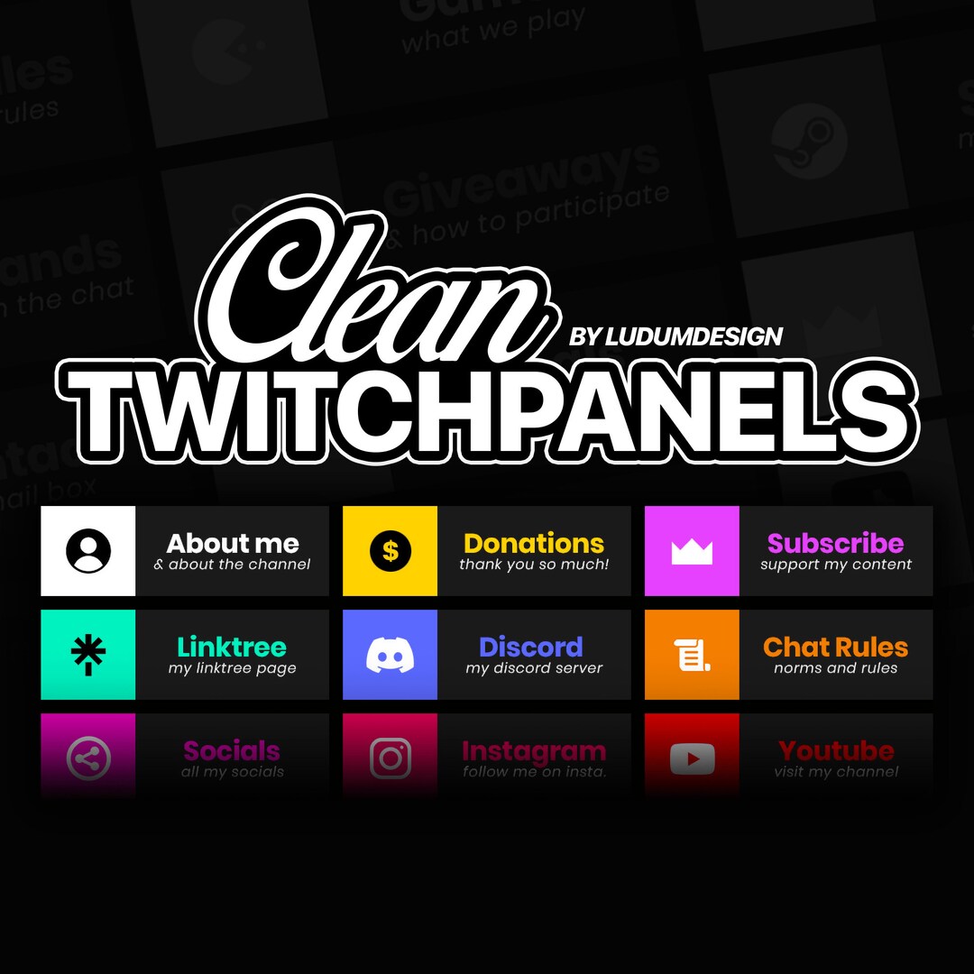 Clean Twitch Panels x24 / Stream Panels Pack / Twitch Etsy Australia