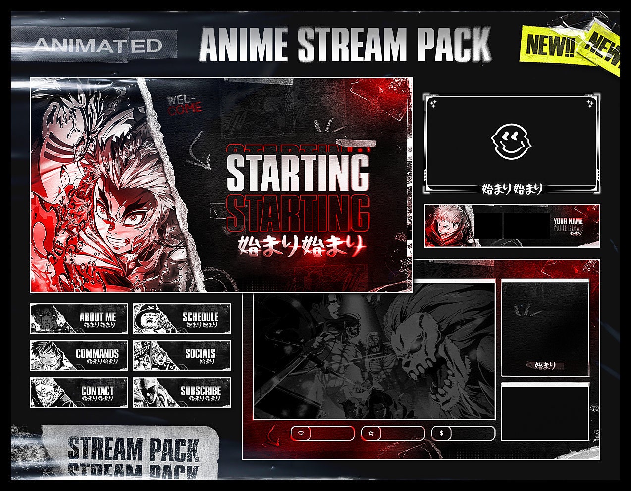 Anime twitch overlay - Etsy Canada Anime twitch overlay - Etsy Canada
