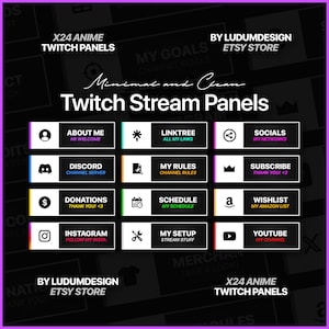 Kleurrijk Twitch Panels-pakket (x24) / Premium Stream-pakket / HD-kwaliteit, direct downloaden en klaar voor gebruik
