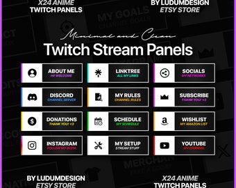 Paquete colorido de paneles de Twitch (x24) / Paquete de transmisión premium / Calidad HD, descarga instantánea y listo para usar