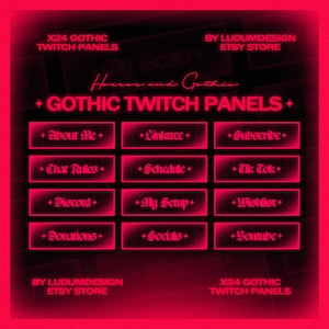 Twitch Panels Horror Gothic (x24) / Stream Panels Pack Terror Blood Style / Twitch Overlays Vampire / Profile Panels Pack / Instand Download