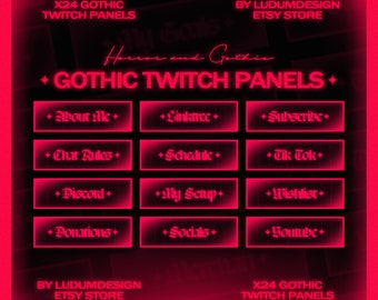 Twitch Panels Horror Gothic (x24) / Stream Panels Pack Terror Blood Style / Twitch Overlays Vampire / Profile Panels Pack / Instand Download