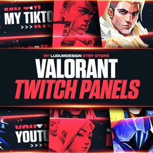 Valorant Twitch Panels (x24), Valorant Agents Stream Panels. Gaming Style, Esports Designs, Profile Panels, Instant Download & Ready to Use.