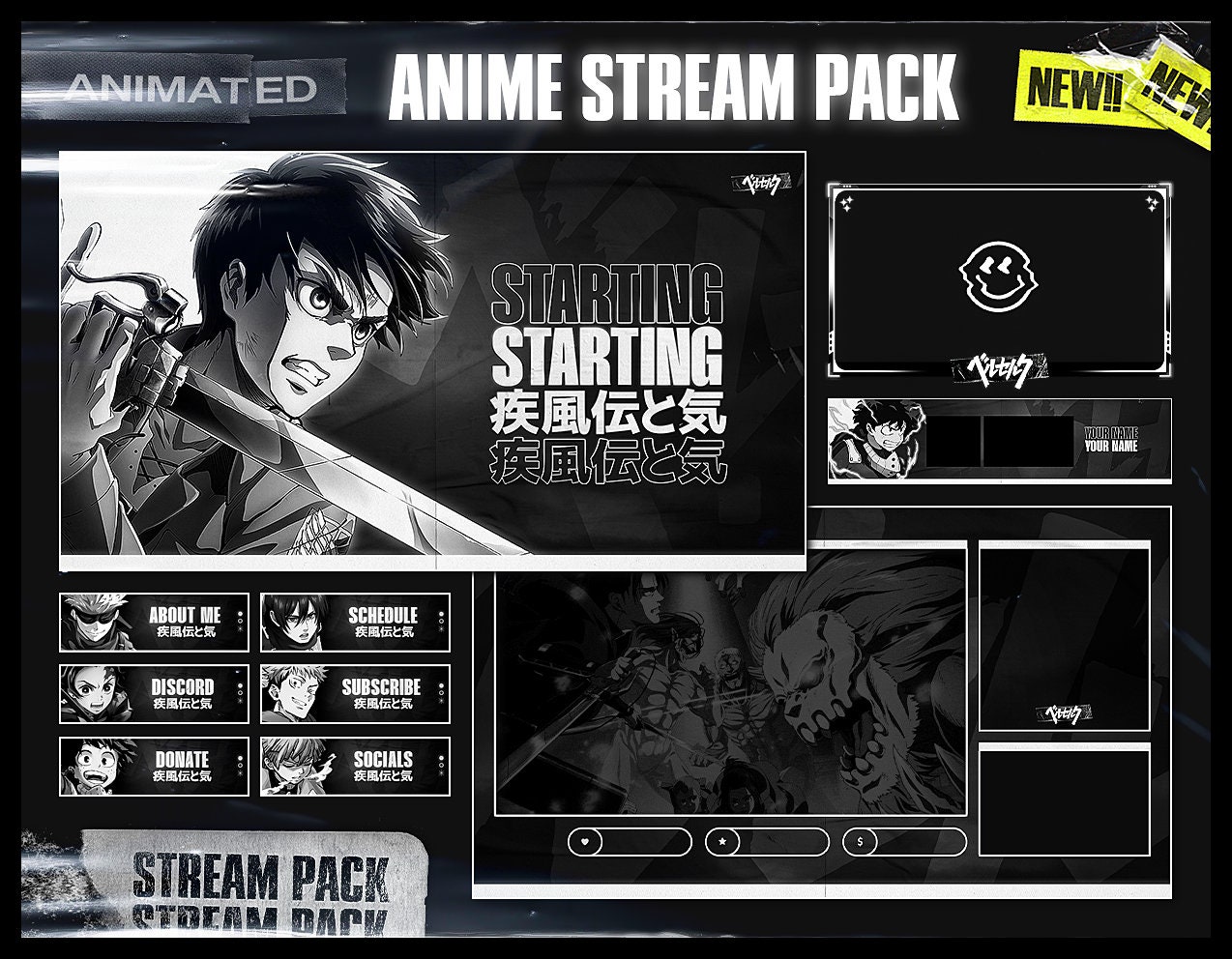 ANIMATED Anime Twitch Pack NOW CUSTOMIZABLE / Dark Anime - Etsy ANIMATED Anime Twitch Pack NOW CUSTOMIZABLE / Dark Anime - Etsy