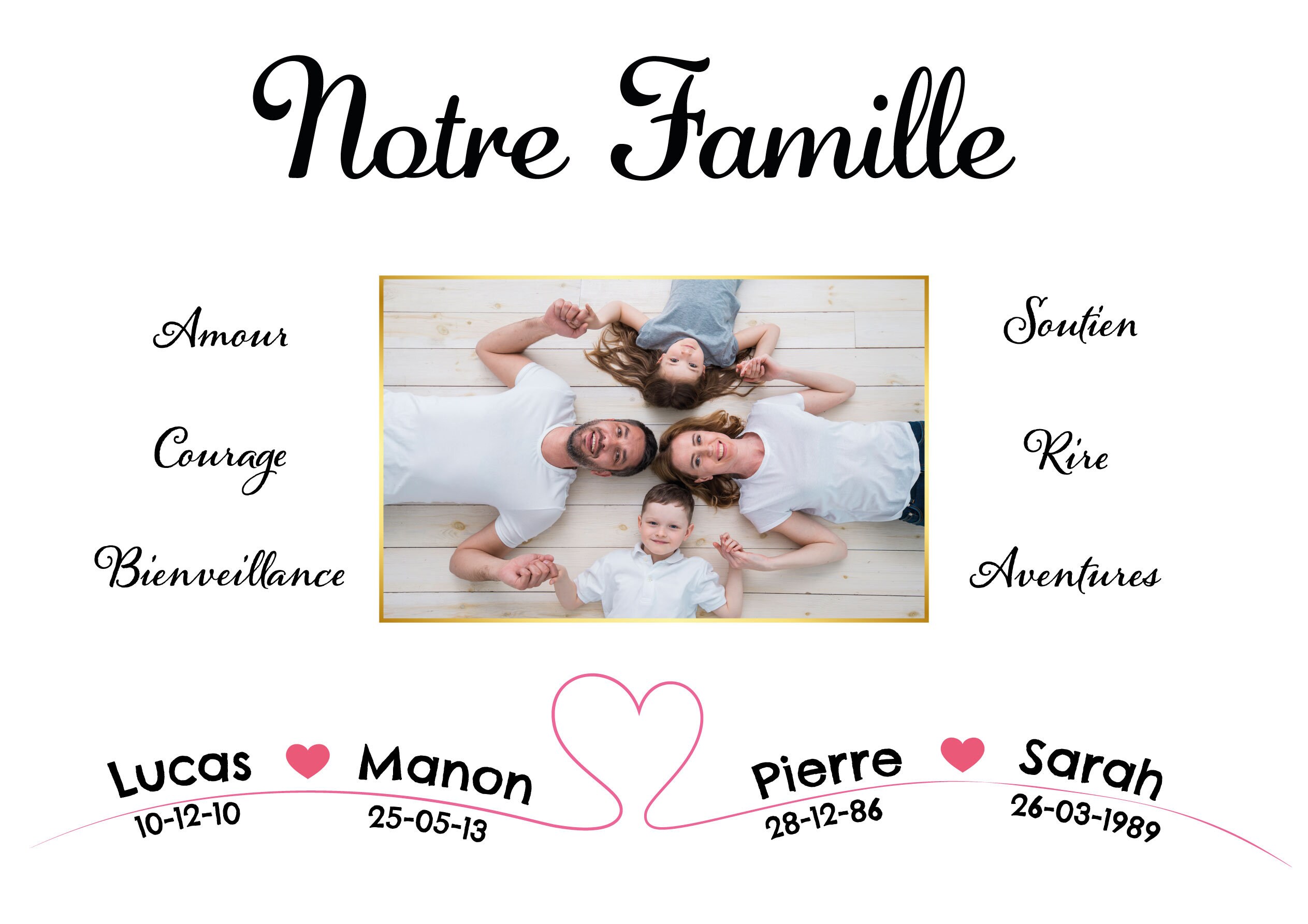 Affiche Notre Famille - Cadeau Personnalisé Idéal Pour Anniversaire Fête Mariage Dire Je T'aime